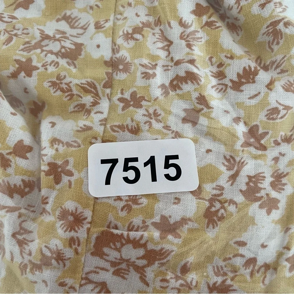 Abercrombie & Fitch tie back puff sleeve floral yellow top 37515